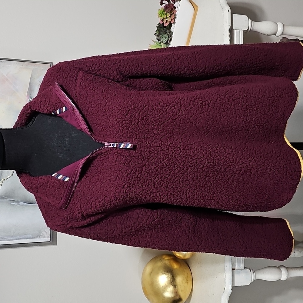🦊 Prince & Fox Burgundy Sherpa Quarter Zip Pullover XL